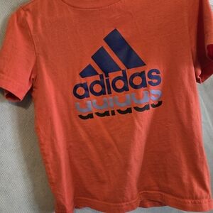 Adidas Kids' Vibrant Orange Tee with Navy Logo